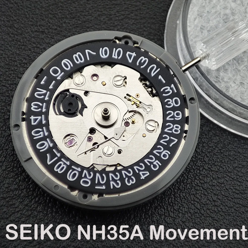 Japan Original NH35/NH35A Mechanical Movement with Black Date Window Luxury Automatic Watch Movt Replace Kit High Accuracy