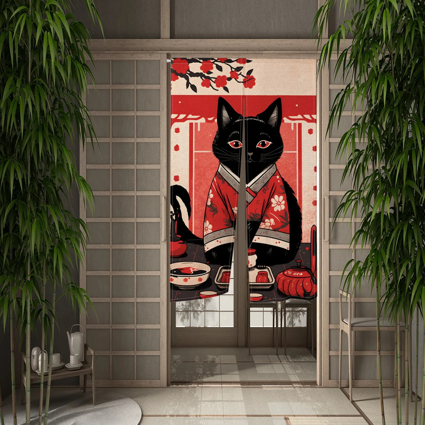 

Японские дверные шторы из льна