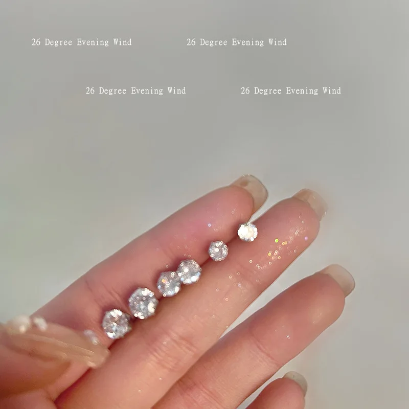 

Shiny Zircon 925 Silver Small Ear Studs Small and Versatile Rhinestone Simple Earrings Set Men and Women Ear Bone Stud Earrings