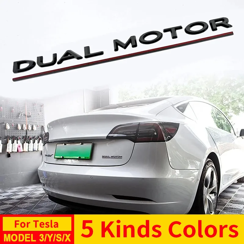 

Upgraded Tesla Model 3 Y S X Logo Sticker 3D Emblem Dual Motor Letters Rear Trunk Badge High Performance Style Car Accessories