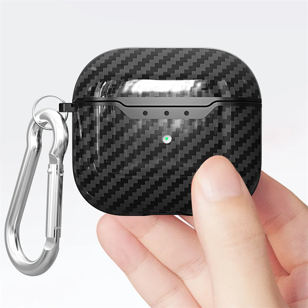 Фото Деловые чехлы для наушников с узором из углеродного волокна для Airpods 4 3, 1/2, защитный чехол для наушников Apple Airpods Pro 3, чехлы №2
