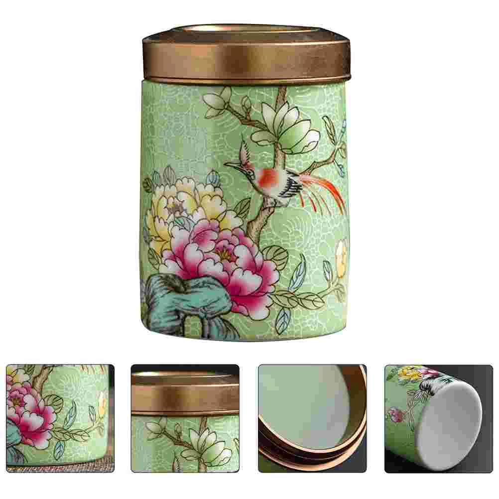 

Tea Ceramic Jar Canister Storage Coffee Container Chinese Sugar Jars Porcelain Box Canholder Leaf Vintage Cute Sealing Cansgrain