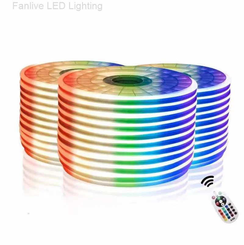 Fanlive 50 м RGB неоновый гибкий 10*20 мм 120 светодиодный S/m 2835 SMD Rgb Светодиодная лента