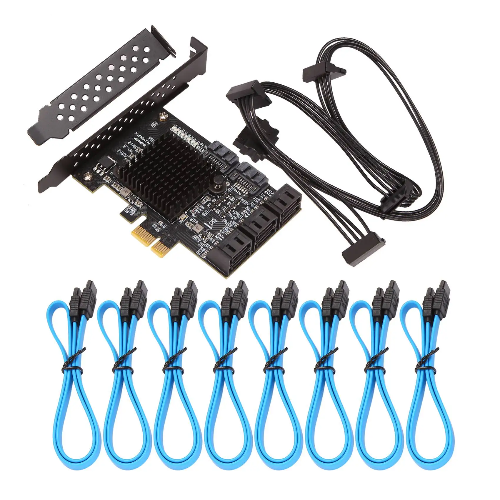 Плата PCIE SATA 8 портов, карта расширения контроллера PCIe SATA 3,0 6 Гбит/с, плата расширения PCIe-SATA контроллера, порт 8 устройств SATA 3,0