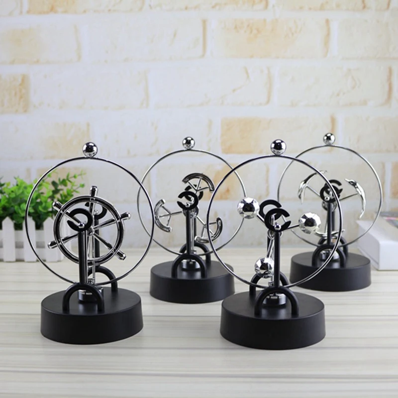 

Gemstone-Shaped Wrought Iron Office Ornaments Rotating Dolphin Perpetual Motion Instrument Crafts 1 Piece