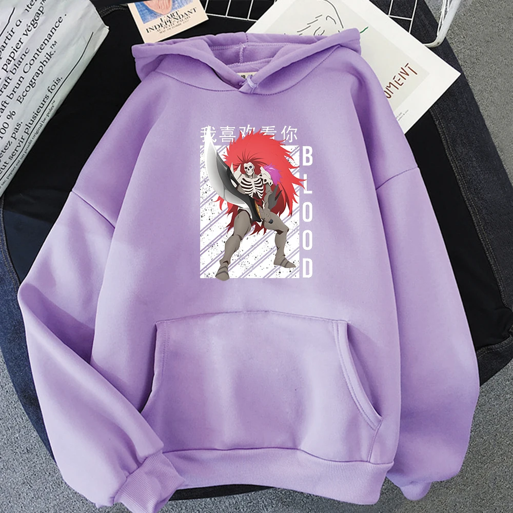 Hoody Manga Blood Print Hoodies Japanese Anime  Hooded Women Casual Fashion Streetwear Top