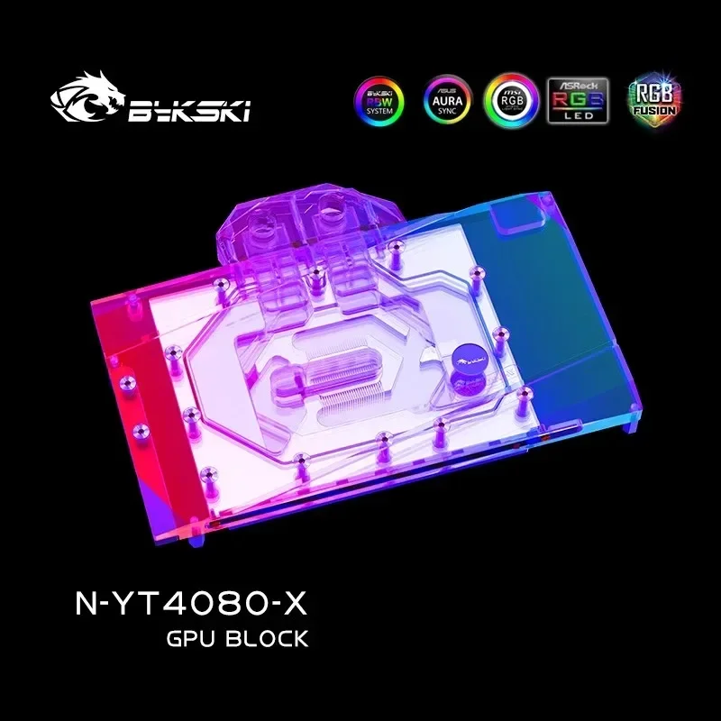 Водоблок Bykski для видеокарты Yeston GeForce RTX 4080 16G D6X SUGAR  Медный охлаждающий радиатор RGB SYNC N-YT4080-X (art.: 3920da1c1e2f8) - 3920da1c1e2f8