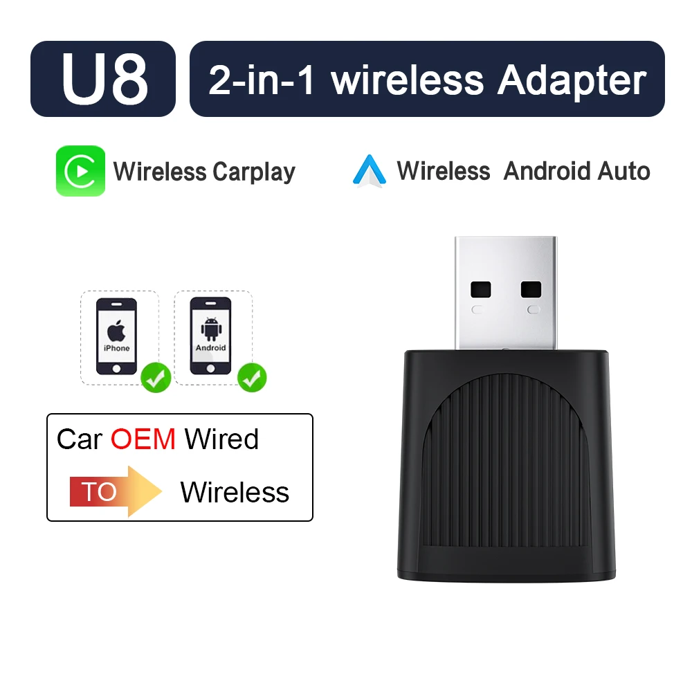 

BYLITU беспроводной CarPlay Android Auto 2025 новый умный автомобильный адаптер поддерживает Wi-Fi Bluetooth-соединение обновления OTA