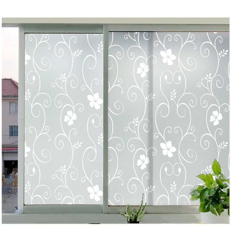 

Privacy Window Film Frosted Glass Film Static Cling Glass Film With Glue Self Adhesive Film Anti-UV Window Sticker For Bathroom