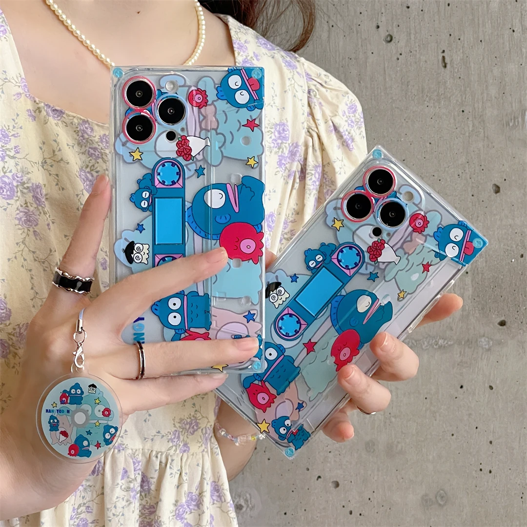 

Cartoon Sanrio Hangyodon CD Tape Bracket Phone Case for IPhone 14 13 12 11 Pro Max 14 Pro Couple Anti-drop Soft Back Cover Gift