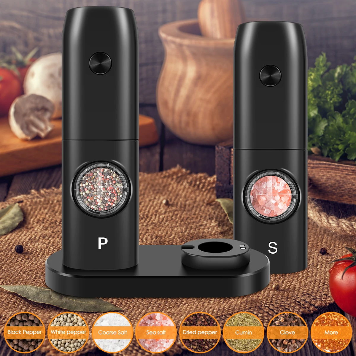 

2 шт. 70 мл электрическая мельница для перца и соли многоразовая мельница для перца и соли с зарядным устройством USB перезаряжаемая мельница для специй