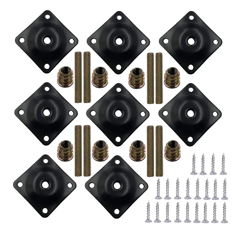 

8Sets Flat Mounting Plates Furniture Leg Attachment Plates T-Plate For Sofa Legs With M8 Hanger Bolts