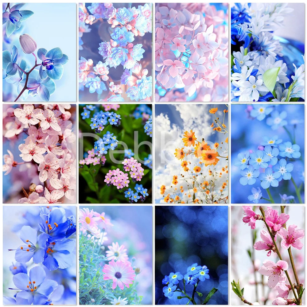 

5D Diy Diamond Painting Flower Blue Daisy Full Square Round Diamond Embroidery Art Rhinestone Flower Mosaic Sale Home Decor Gift