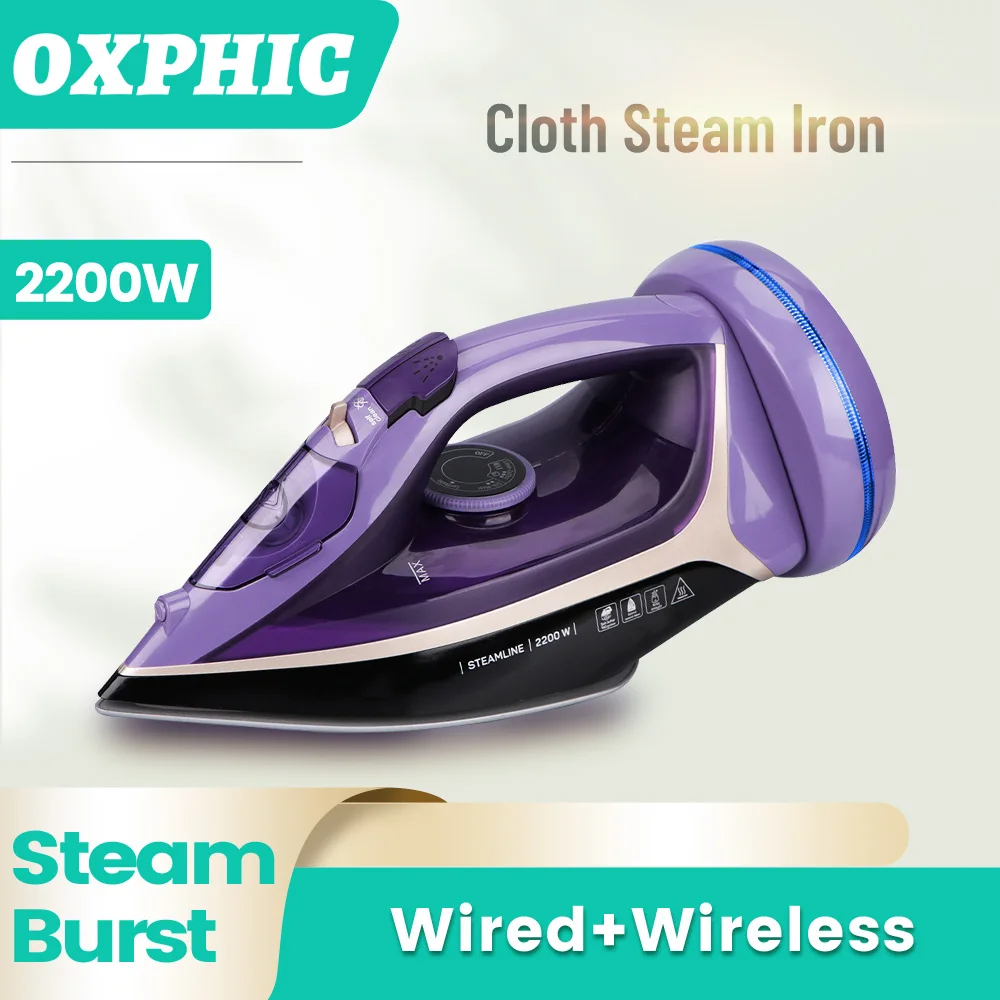 OXPHIC 2200W Wireless Steam Iron for Clothes iron 2 in 1 Clothing Irons Ironing Clothes Vertical Steam Iron for Cloth