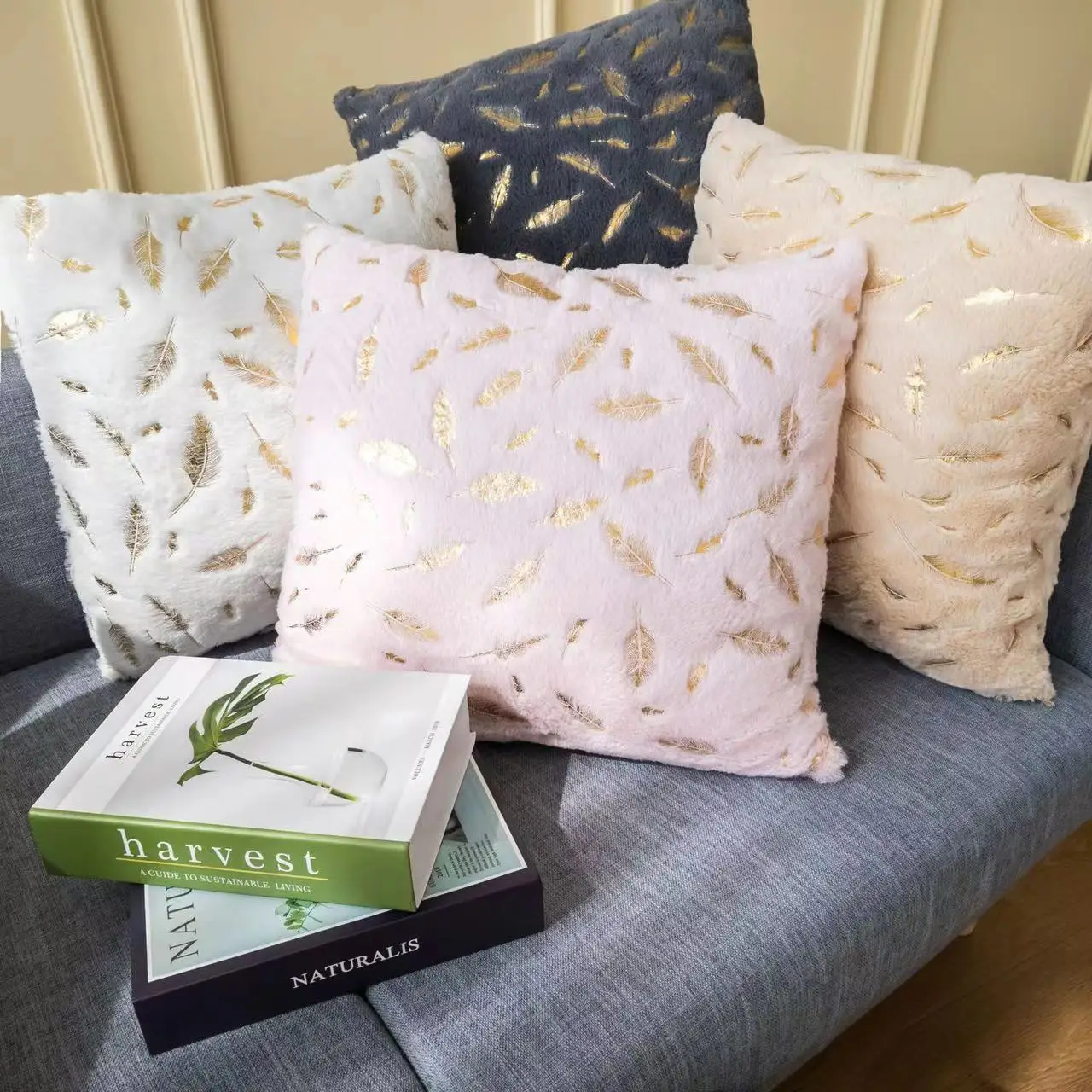 

Plush Pillowcases Fur Cushion Covers Gold Feather Sofas Throw Pillowcases Bedroom Pillowcases Pillows Car Seat Upholstery.