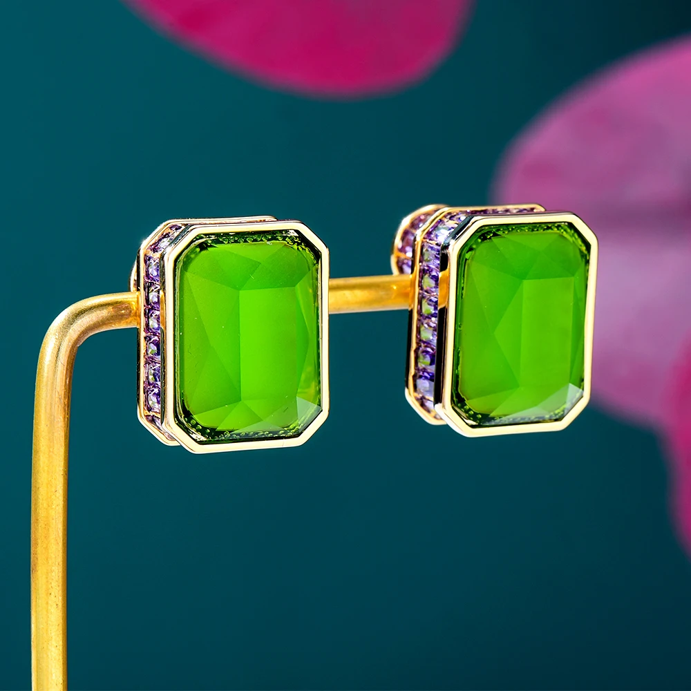 

Blachette Brand Korean Trendy Irregular Octagonal Geometric Zirconia Earrings Women Daily Party Jewelry
