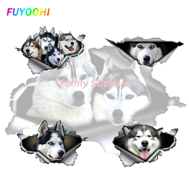 

13cm*9cm Creative 3D Siberian Husky Waterproof Car Sticker JDM Reflective Car Decor Vinyl Auto Motorcycle Stickers