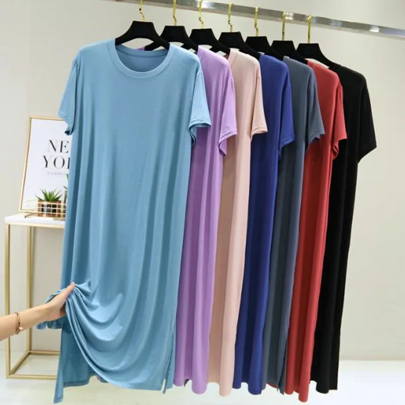 

Plus size nightgown women new spring summer long dress modal cotton sleepwear night dress female loose night wear shirt camisola