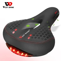 west biking road bike saddle mtb bicycle seat with warning taillight pu breathable soft seat cushion mountain cycling racing