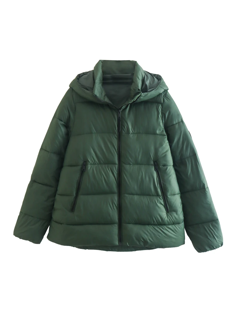 XNWMNZ 2022 Women Fashion Hooded Cotton Jacket Overcoat Woman Winter Thickened Warm Coat Casual Female Chic Cotton Clothes