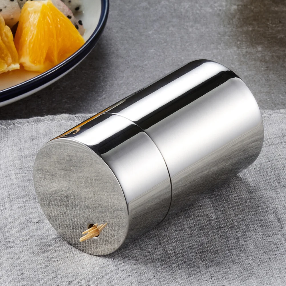 

Отделение для зубочисток из нержавеющей стали, креативная крышка, ведро для зубочисток для дома (яркий стиль, серебристый)