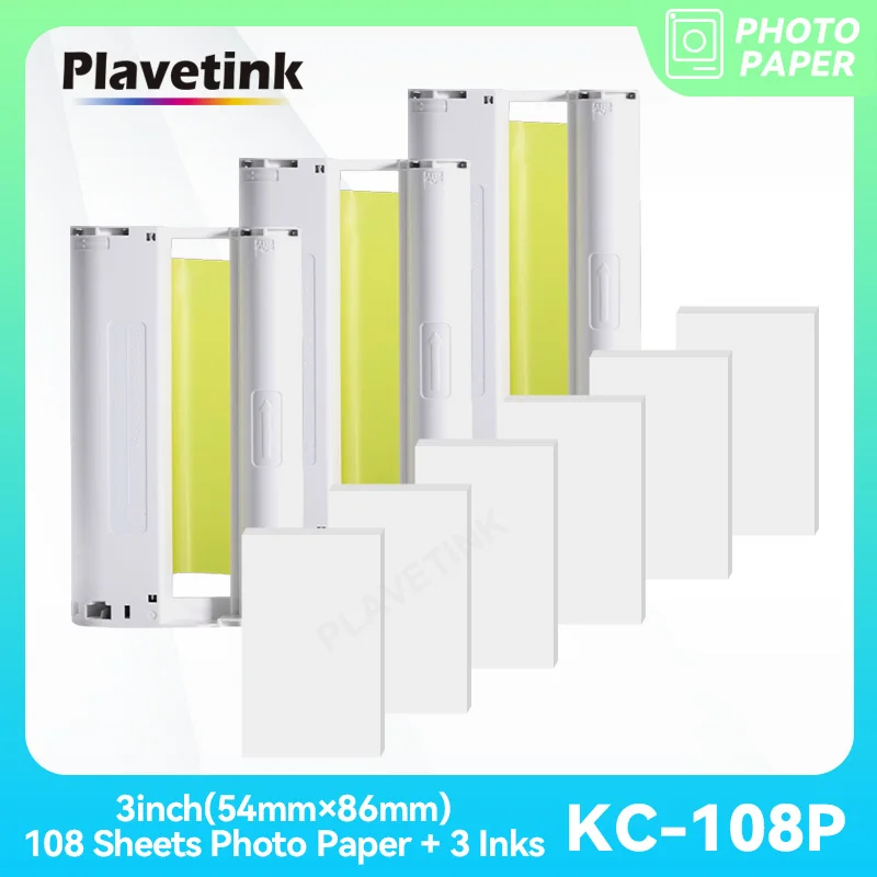 Чернильная кассета PLAVETINK KC108P для фотопринтера Canon Selphy CP1300 CP1200 CP1000 CP910 CP900, 3 дюйма, 54 × 86 мм Чернильная кассета PLAVETINK KC108P для фотопринтера Canon Selphy CP1300 CP1200 CP1000 CP910 CP900, 3 дюйма, 54 × 86 мм