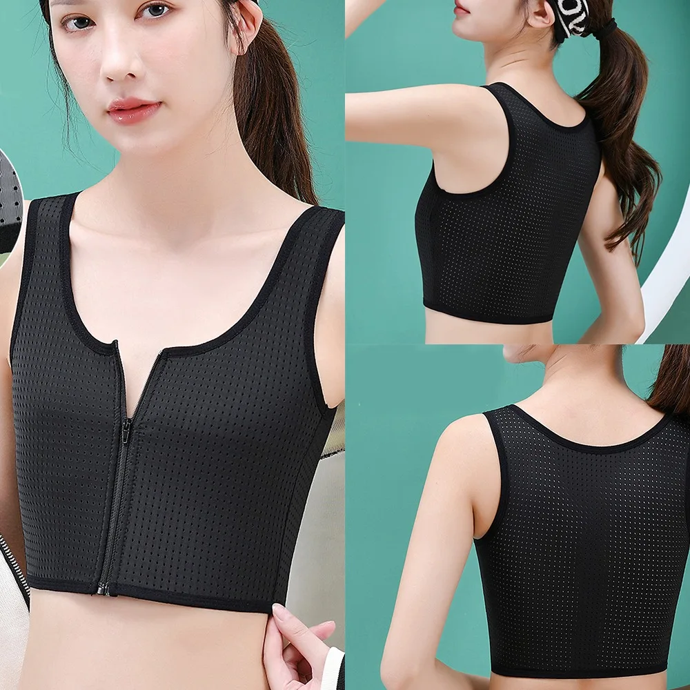 Женский эластичный сетчатый корсет на молнии с зажимом для груди