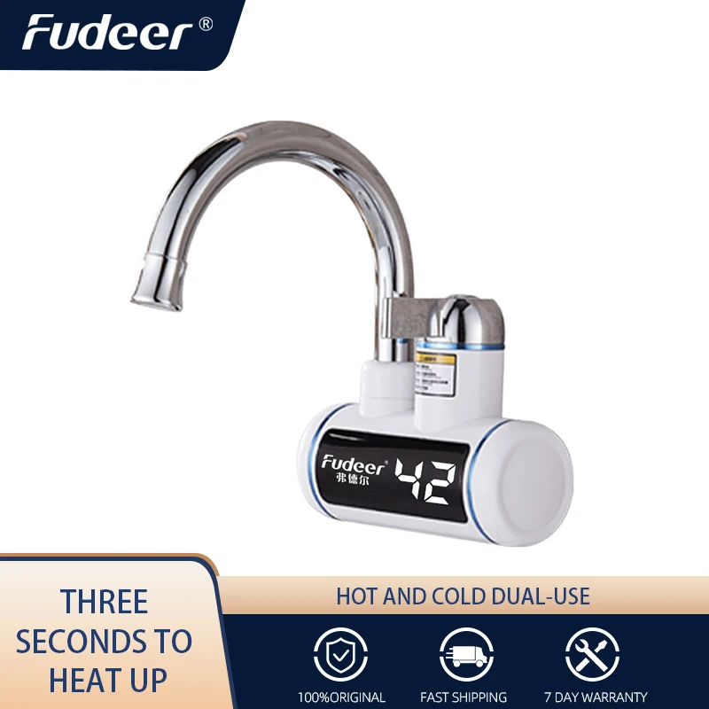 

Fudeer Electric Instant Water Heater Faucet for Home Bathroom 220V 3000W Fast Instantaneous Heating Hot and Cold Tankless Tap