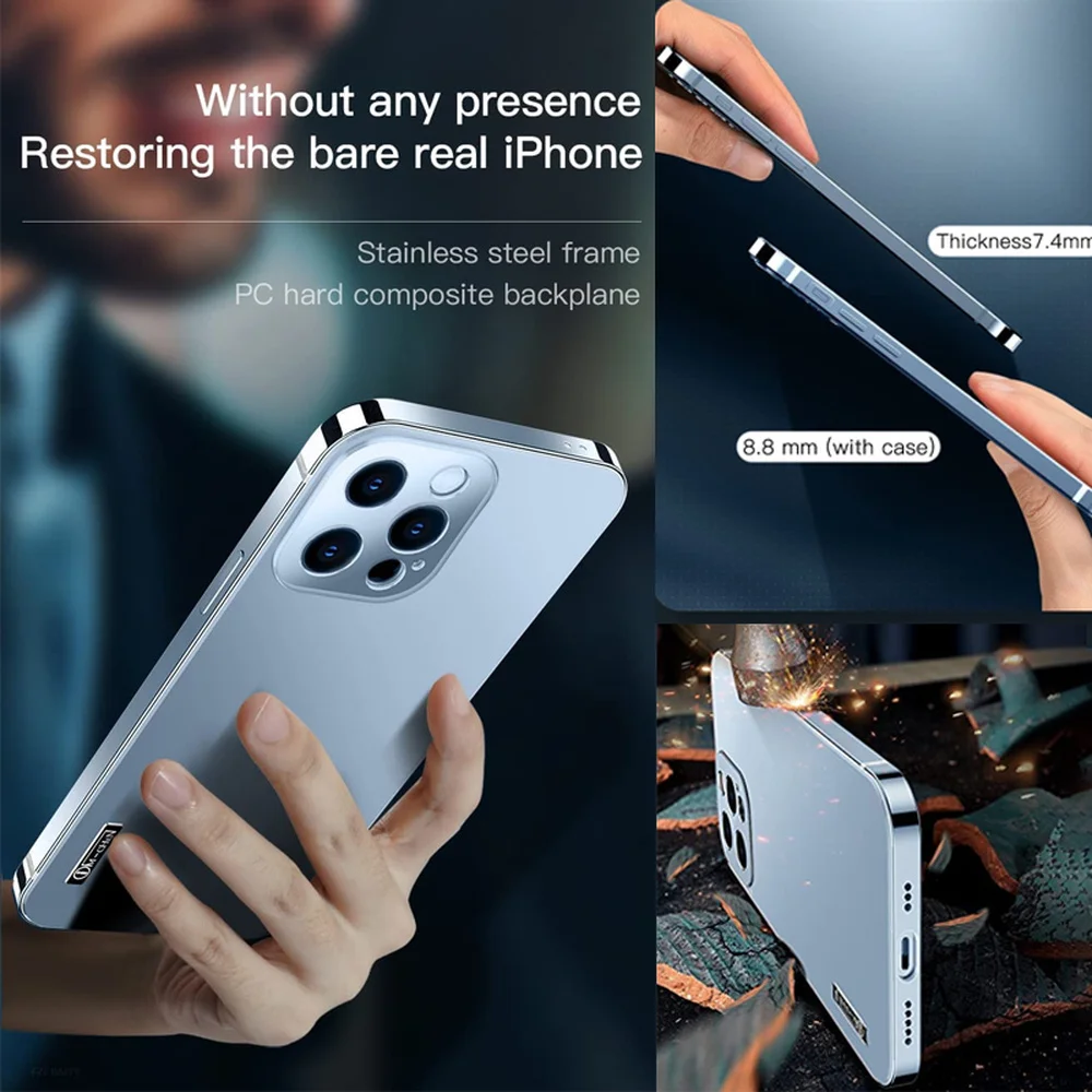 

New Upgraded Stainless Shockproof Steel Frame Matte Case Cover for IPhone 13/13 Pro/13 Pro Max/12/12 Pro/12 Pro Max Phone Case