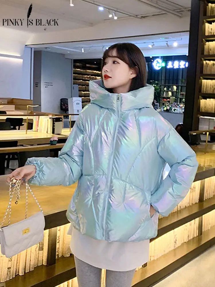 

PinkyIsBlack New Winter Jacket Women's Parkas Hooded Bread Down Cotton Jacket Glossy Parka Warm Padded Cotton Jacket Outwear