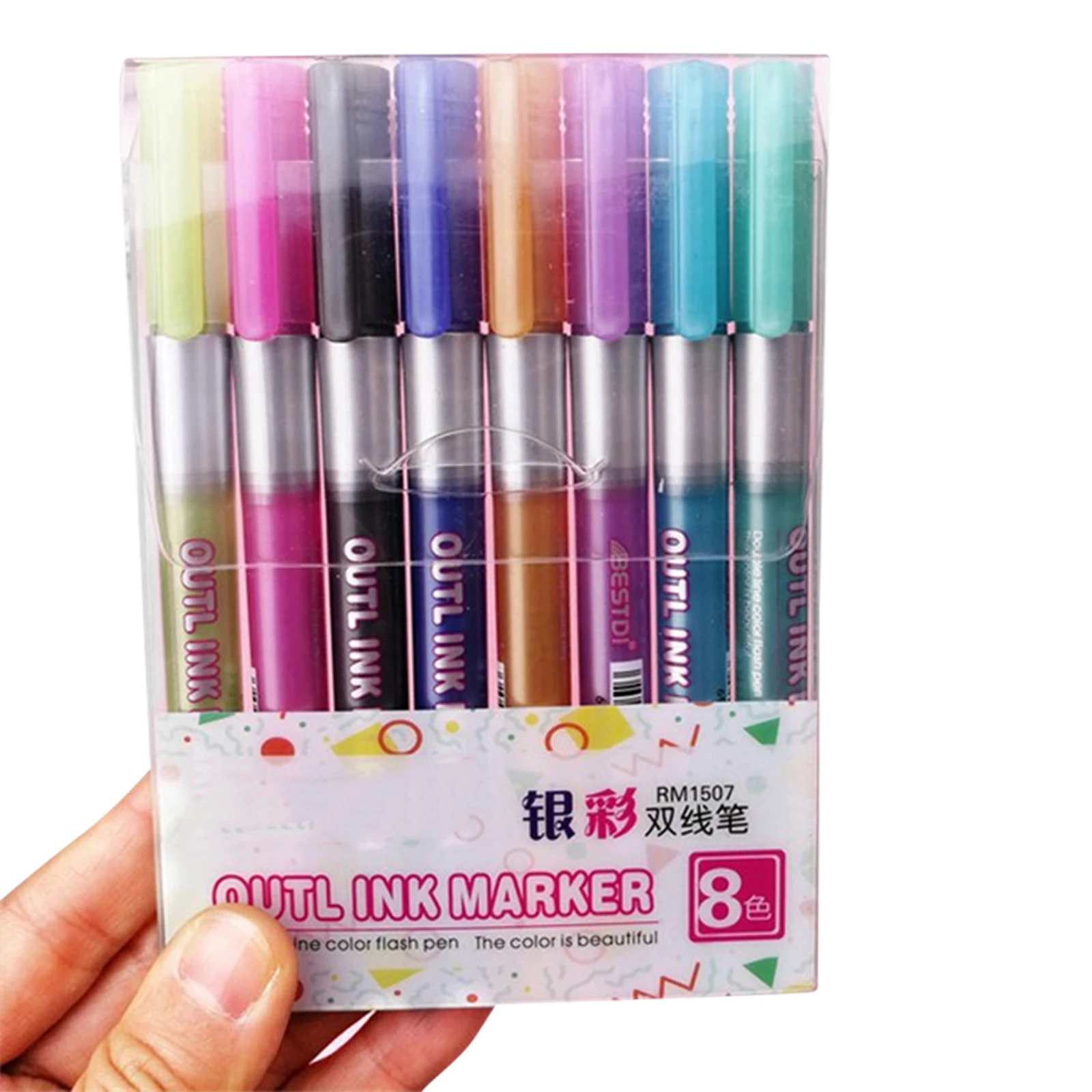

8 Colors/box Double Headed Highlighter Pen Set Fluorescent Markers Highlighters Pens Art Marker Japanese Cute Kawaii Stationery
