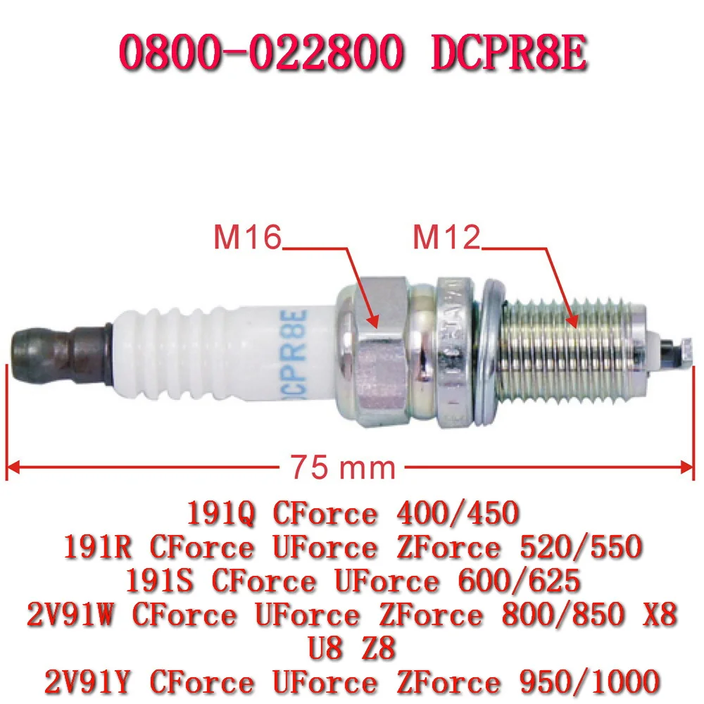 

Свеча зажигания DCPR8E 0800- 022800 Для CF Moto 450cc Cforce Uforce Zforce 1000 ATV CF800 SSV UTV CF400 500 600 800 1000