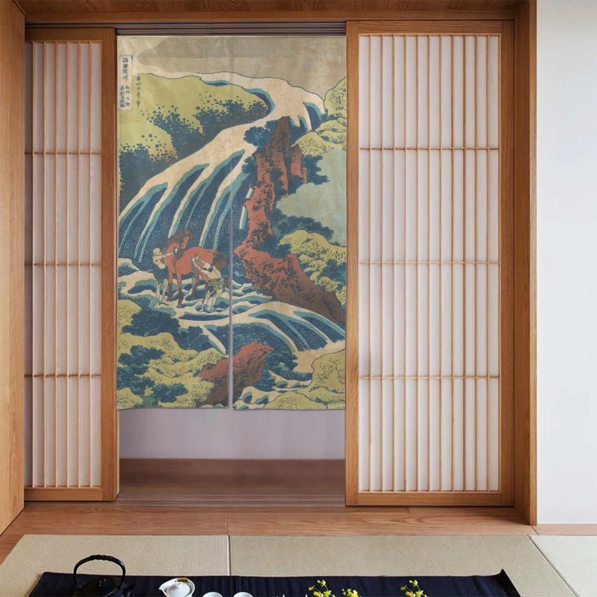 

Ukiyo-e Japanese Door Curtain Traditional Painting Blackout Curtain Cotton Linen Curtain Panels for Entrance Bedroom Decorations
