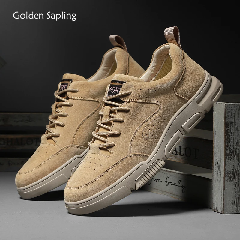 

Golden Sapling Skateboard Shoes Men Retro Leather Flats Men's Casual Work Shoe Classics Platform Footwear Male Leisure Moccasins