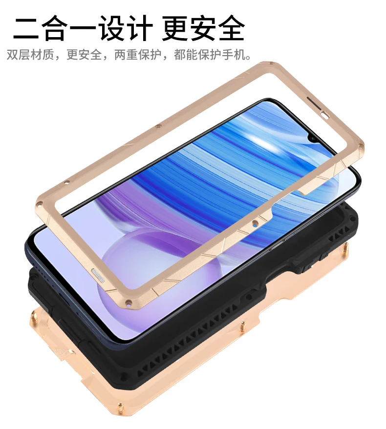 Imatch Aluminum Metal Silicone Shockproof Case Cover For Xiaomi Redmi Note 10s Pro Note 9t  Note 9 Dirt Shock Proof Cover Case
