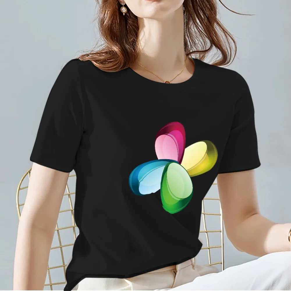 Футболка женская черная классическая с коротким рукавом повседневный