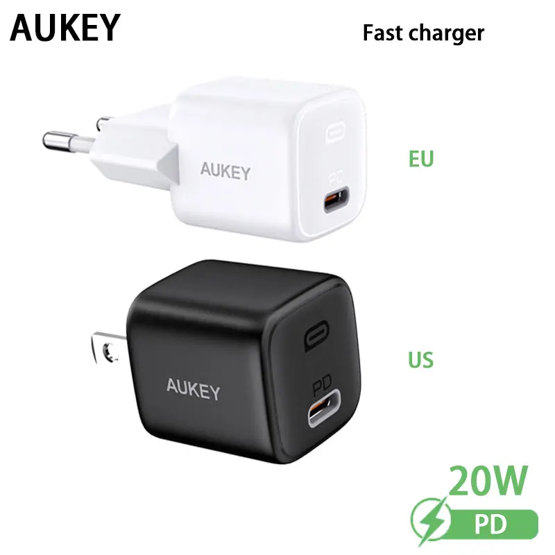 Фото AUKEY PA-B1 EU/US, зарядное устройство с быстрой зарядкой 20 Вт Type-C PD, сетевое зарядное устройство для IPhone/HUAWEI/XIAOMI/зарядное устройство №1