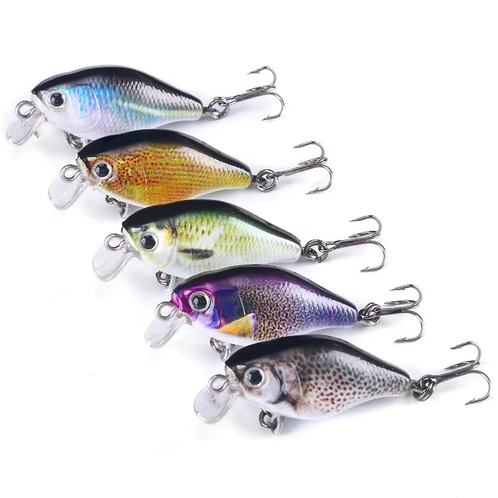 

1pc 4.5cm/4.2g Minnow Fishing Lure Hook Bass Crankbait Lures Fishhook Wobbler 3D Luminous Eyes Artificial Bait Built-in Rattles