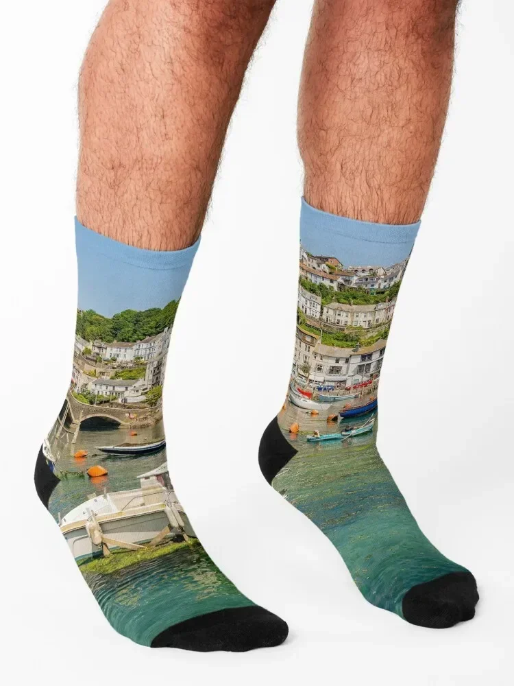 Восточная река Looe at High Tide — Cornwall Великобритания. Носки рождественский подарок