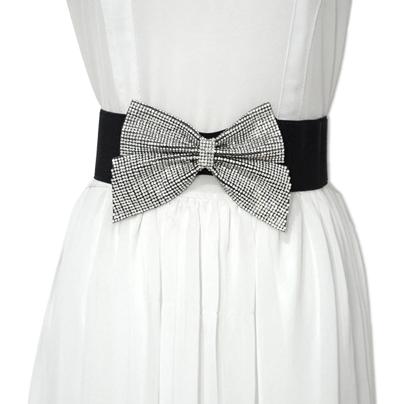 

Ladies Wide Stretchy Cinch Belt with Bowknot Decor Belt Waistband for Jeans DXAA