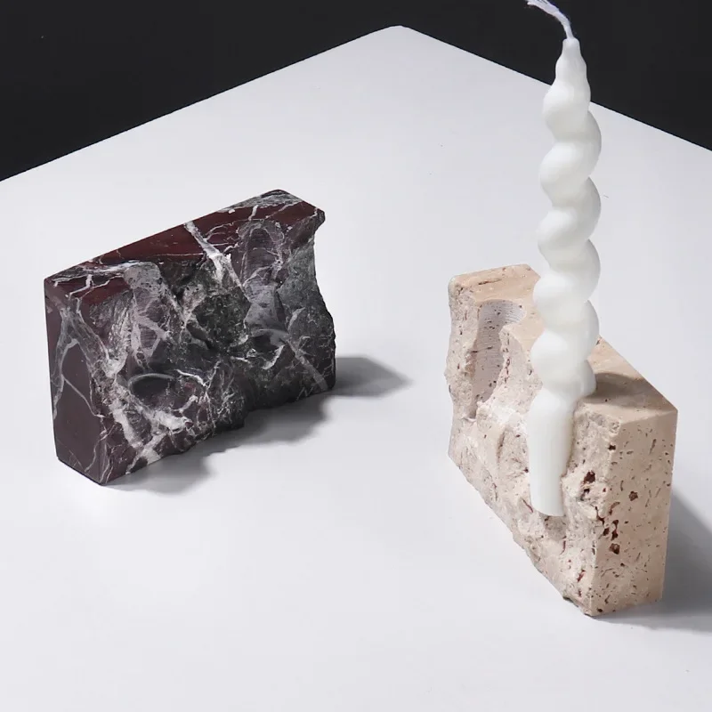 Подсвечник из натурального мрамора в стиле ретро подсвечник пещерного камня