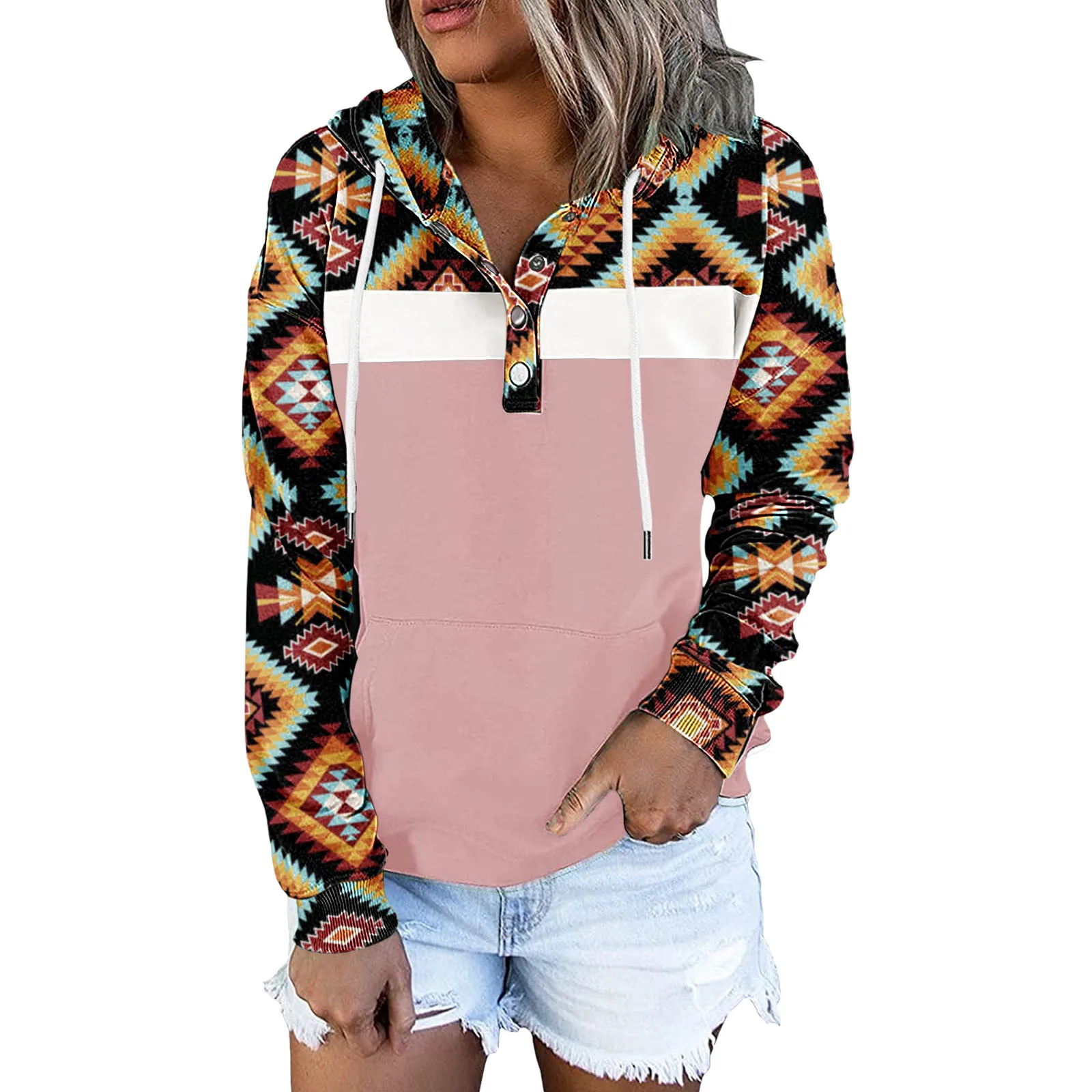 

Women's Sweatshirts Hoodies Long Sleeve Pullover Ladies Pullover Pocket Drawstring Womens Fleece Pullover Sweater Small Petite