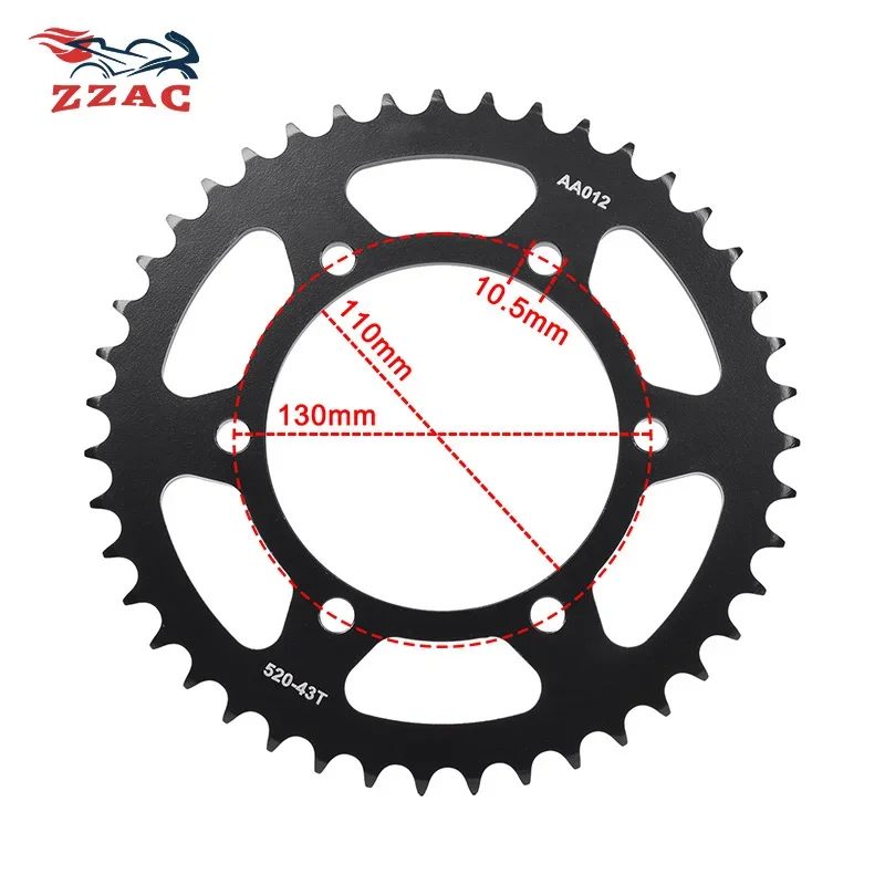 520 43T 46T 20CrMnTi Задняя звездочка мотоцикла для YAMAHA MT-25 YZF-R25 MT-03 YZF-R3 YZF-R7 YZF-R1 FZ6 (Fazer) (S2) (ABS)