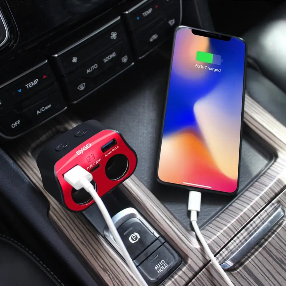 

Новинка 2021 г., автомобильный прикуриватель высокой мощности, 120 Вт, два разъема USB, один для двух автомобилей, быстрая зарядка для IPhone13 12 Samsung
