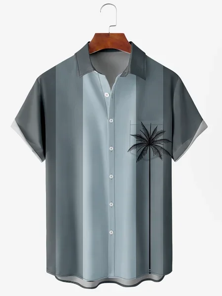 

Men's Ocean Coconut Print Anti-Wrinkle Moisture Wicking Fabric Fashion Hawaiian Lapel Short Sleeve Shirts,Men's Floral shirt