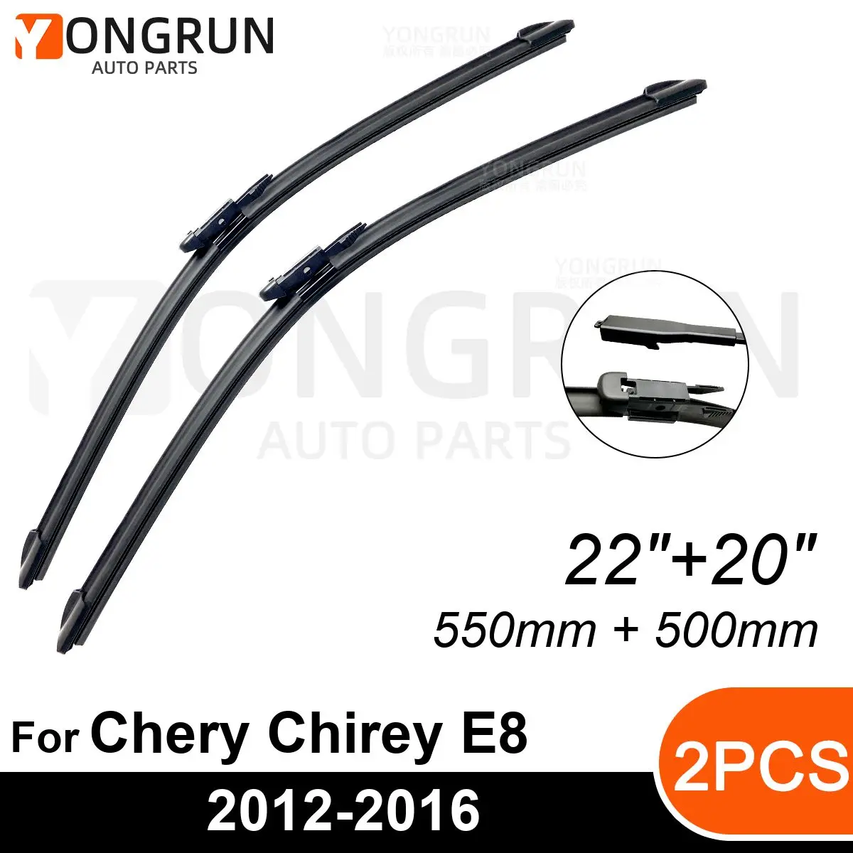 

Front Wipers For Chery Chirey E8 2012-2016 Wiper Blade Rubber 22"+20" Car Windshield Windscreen Accessories 2013 2014 2015 2016