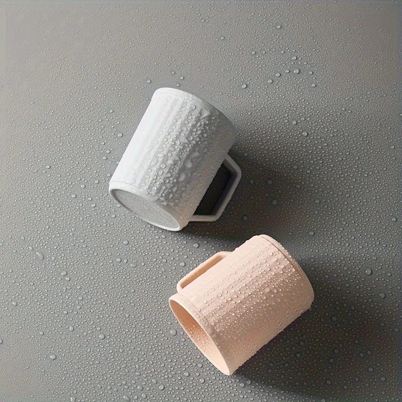 1 Шт. Однотонный Пластиковый Стакан С Ручкой Простой Держатель Для Зубных Щеток