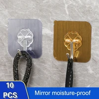 10 pcslot self adhesive mirror effect wall hooks strong door wall hangers hook home storage hooks suction cup heavy load holder