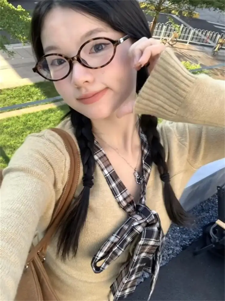 Корейская серия искусственный топ из двух предметов осень-зима 2023 лоскутный