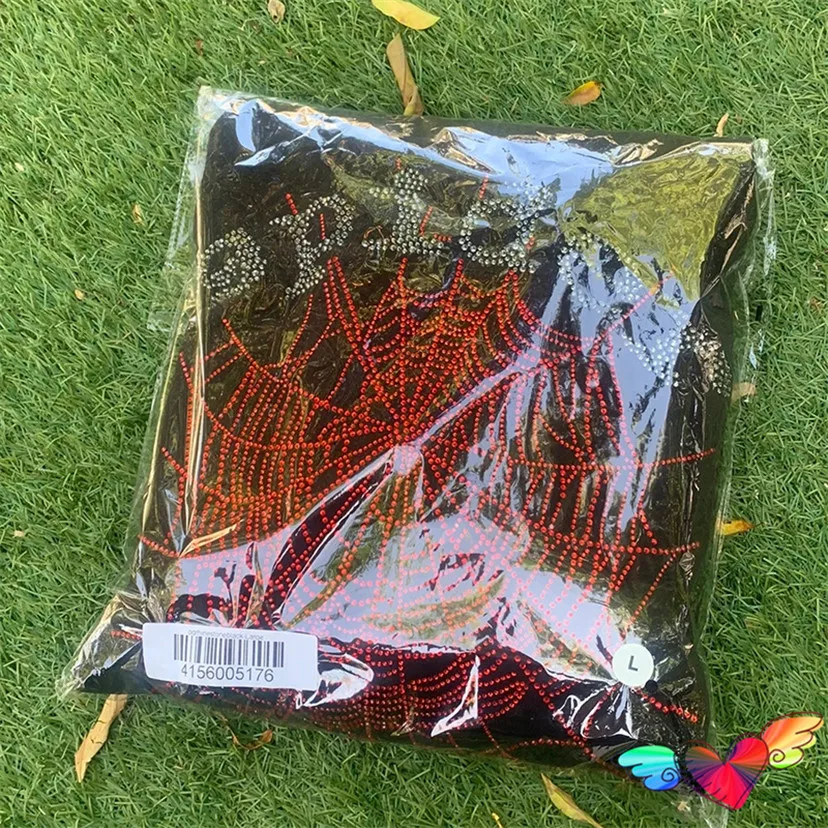 Толстовка с капюшоном красная паутина Sp5der для мужчин и женщин принтом в виде